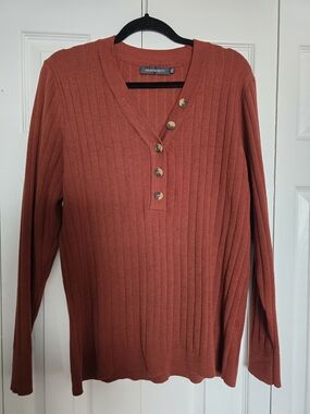 Ribbed Merokeety Sweater - Rust